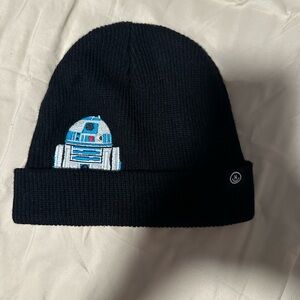 Neff Black Beanie with Blue and White Design